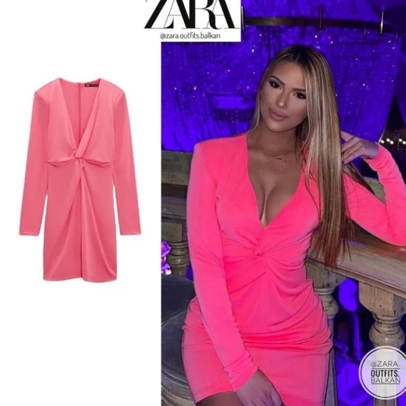 Zara Dresses & Skirts - SALE🥳NWT Zara Knotted Drape Stretchy Pink Dress